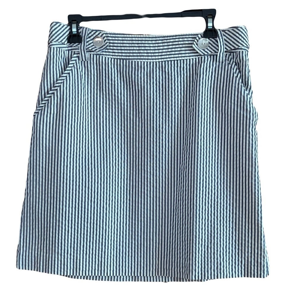 Elliott Lauren Navy & White Striped A-Line Skirt size 10